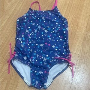 Speedo Girl's Thin Strap One Piece Swimsuit Blue Stars Size Medium 10.